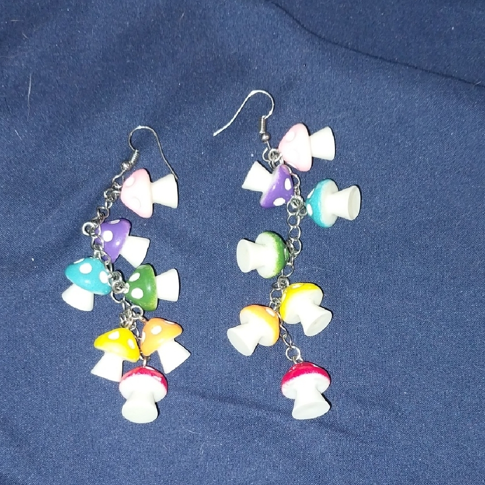 Colorful Mushroom Dangle Earrings